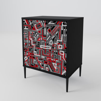 Credenza BROKEN LINES a 1 anta con finitura nera