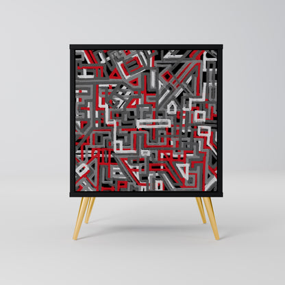 Credenza BROKEN LINES a 1 anta con finitura nera