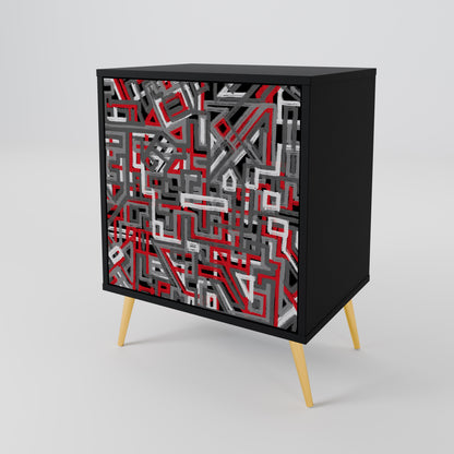 Credenza BROKEN LINES a 1 anta con finitura nera