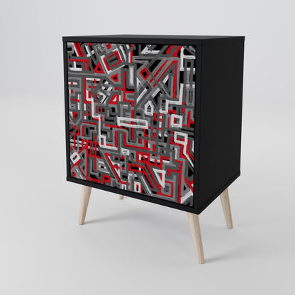 Credenza BROKEN LINES a 1 anta con finitura nera