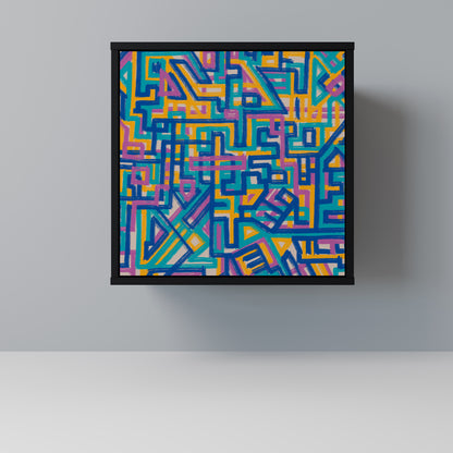 Credenza MEMORIES MAP a 1 anta con finitura nera