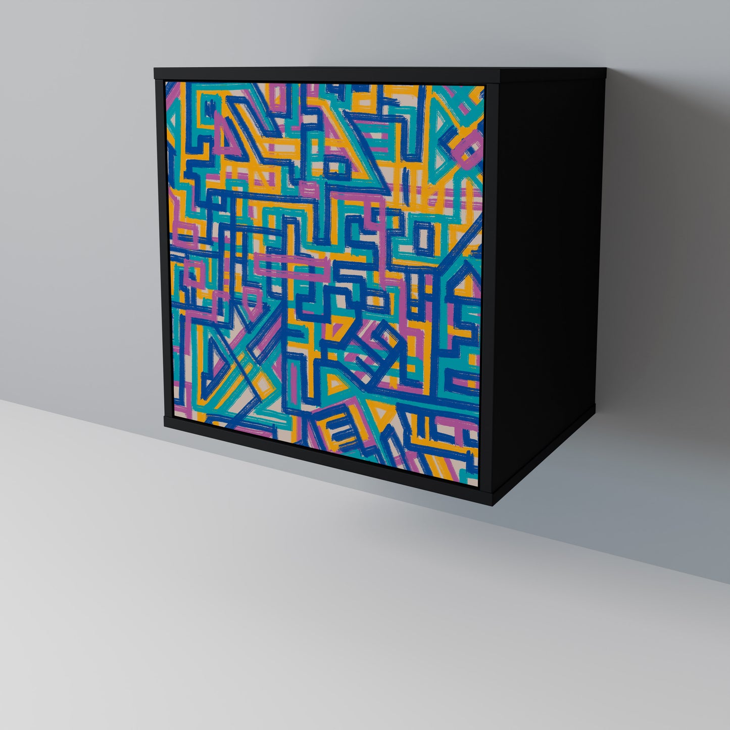 Credenza MEMORIES MAP a 1 anta con finitura nera