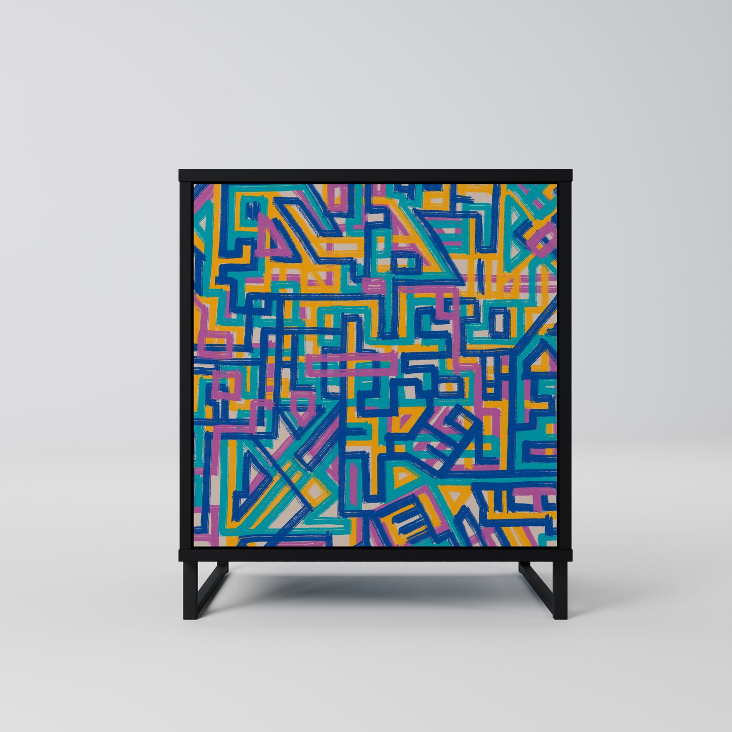 Credenza MEMORIES MAP a 1 anta con finitura nera