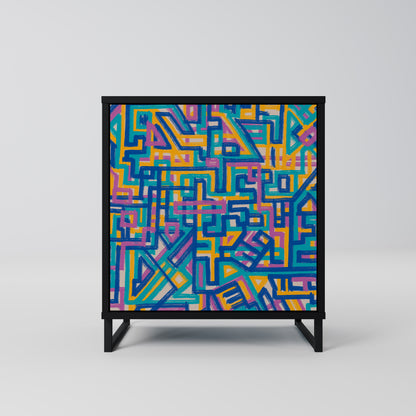 Credenza MEMORIES MAP a 1 anta con finitura nera