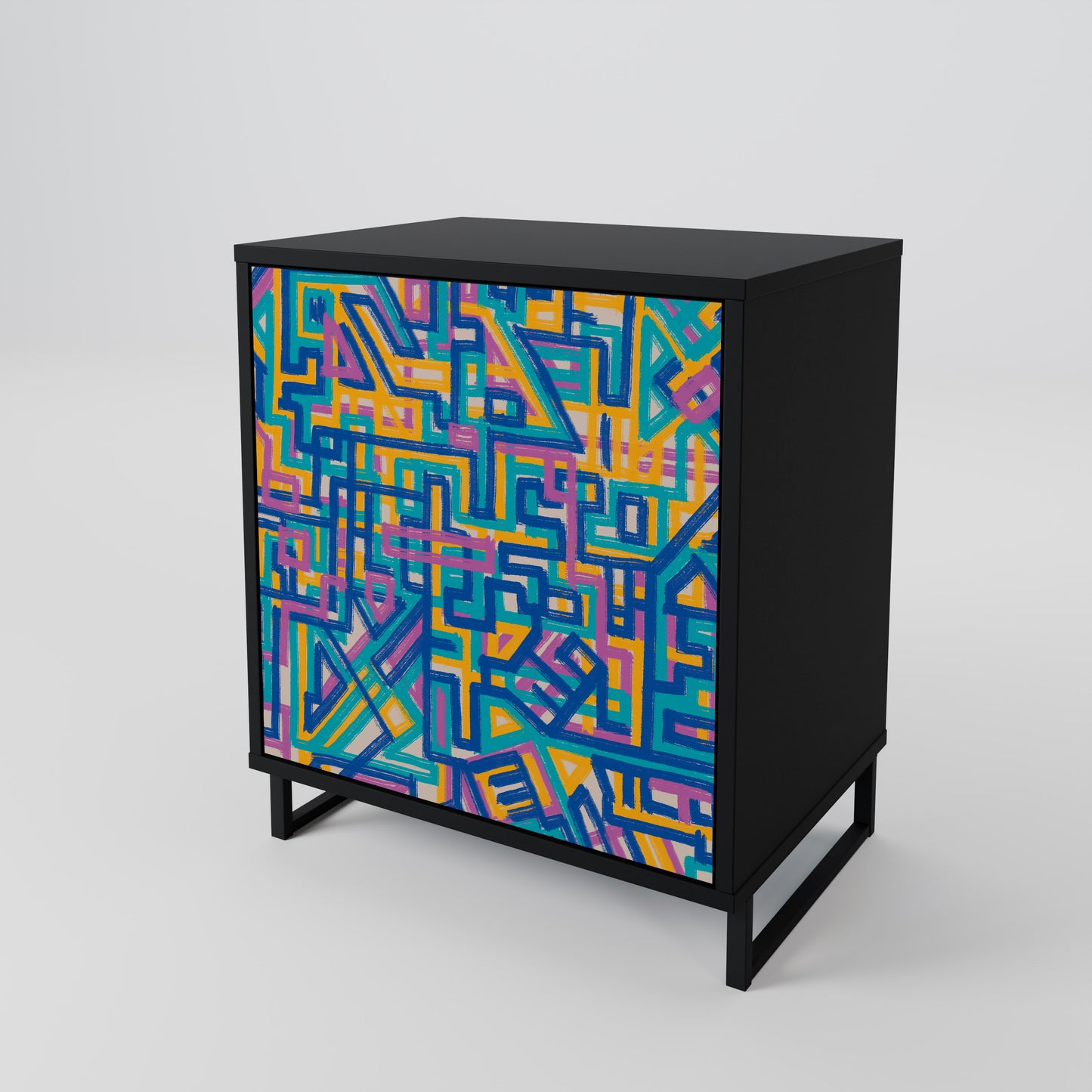 Credenza MEMORIES MAP a 1 anta con finitura nera