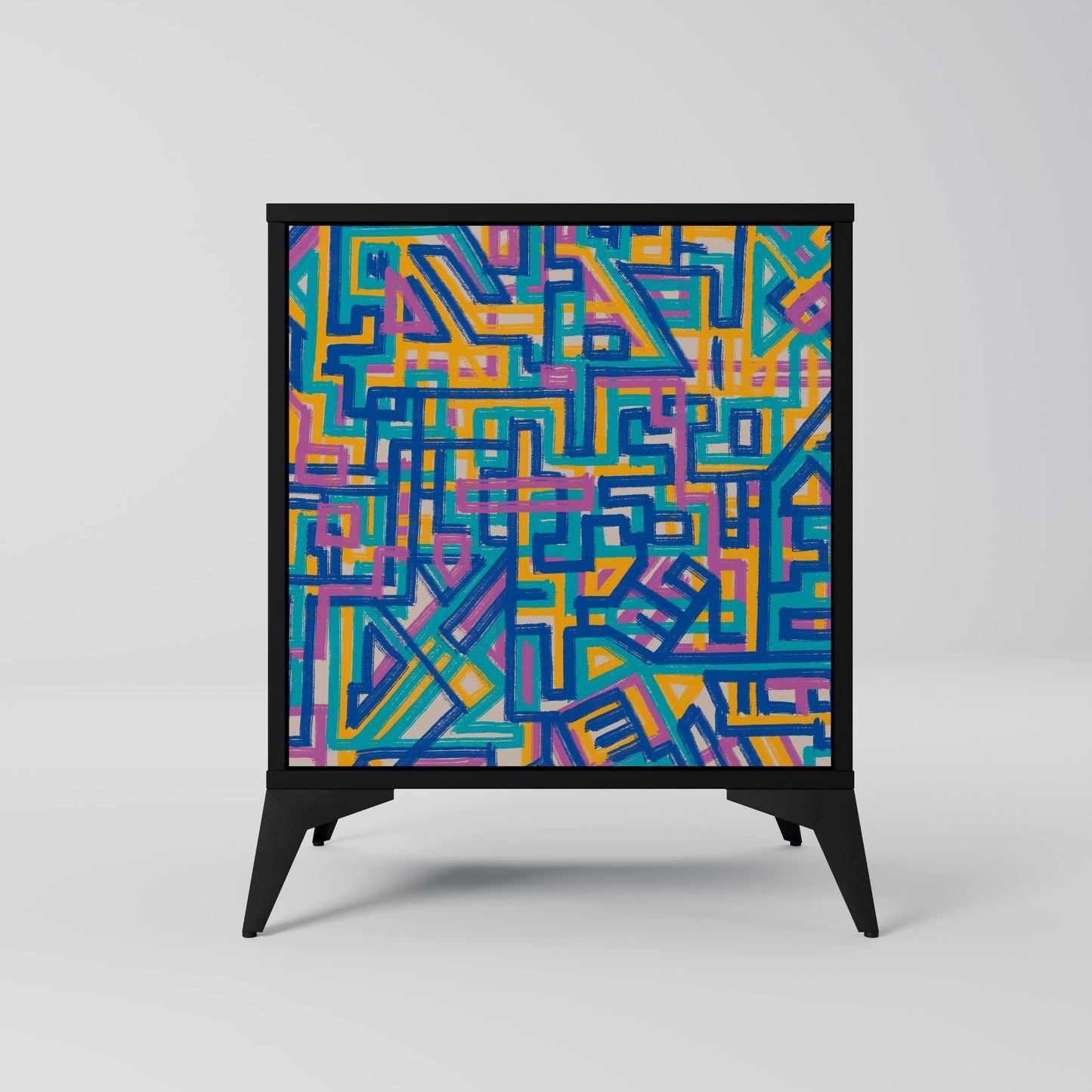 Credenza MEMORIES MAP a 1 anta con finitura nera