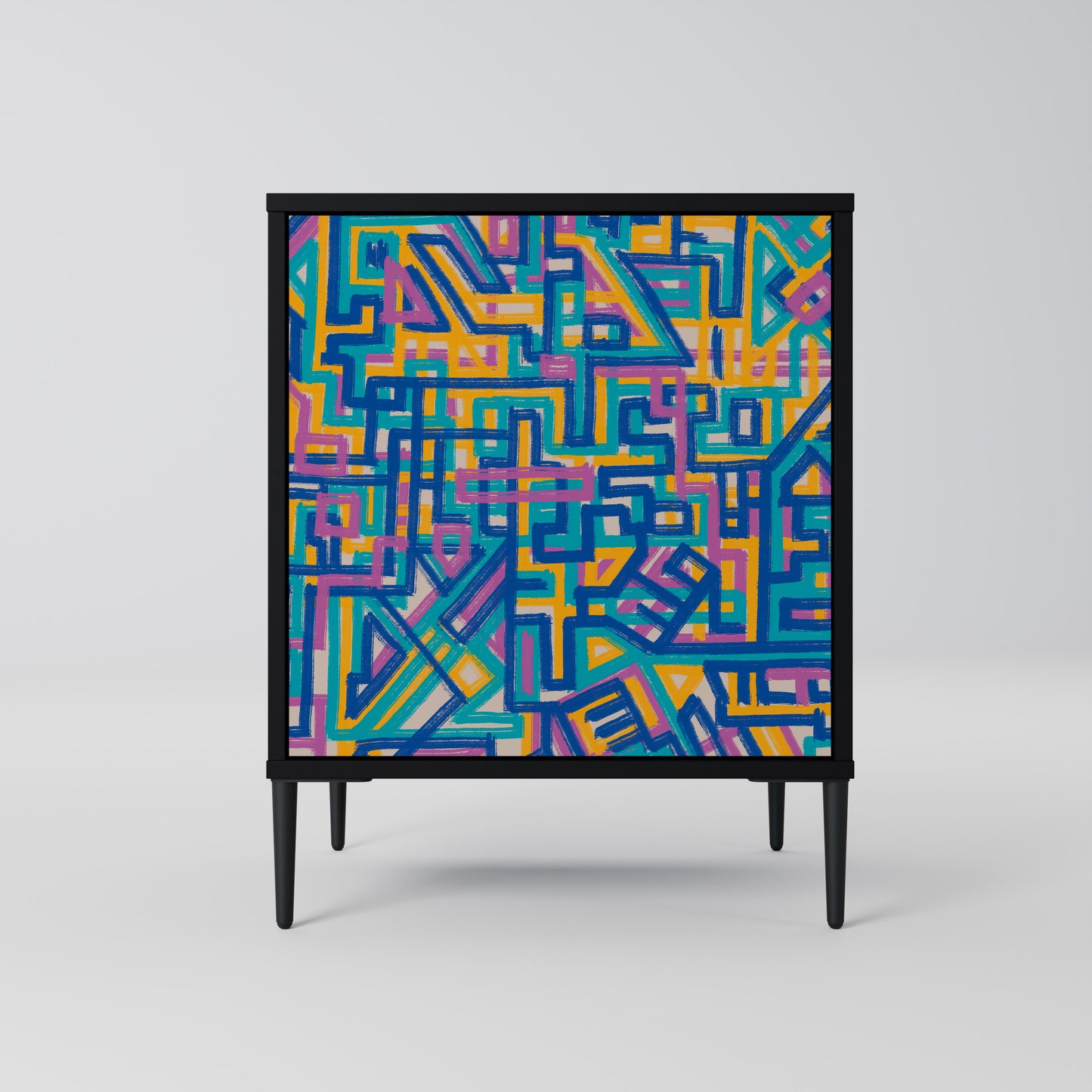 Credenza MEMORIES MAP a 1 anta con finitura nera