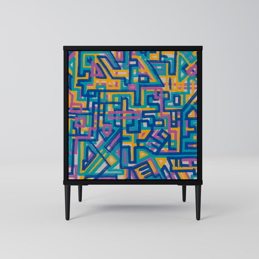 Credenza MEMORIES MAP a 1 anta con finitura nera