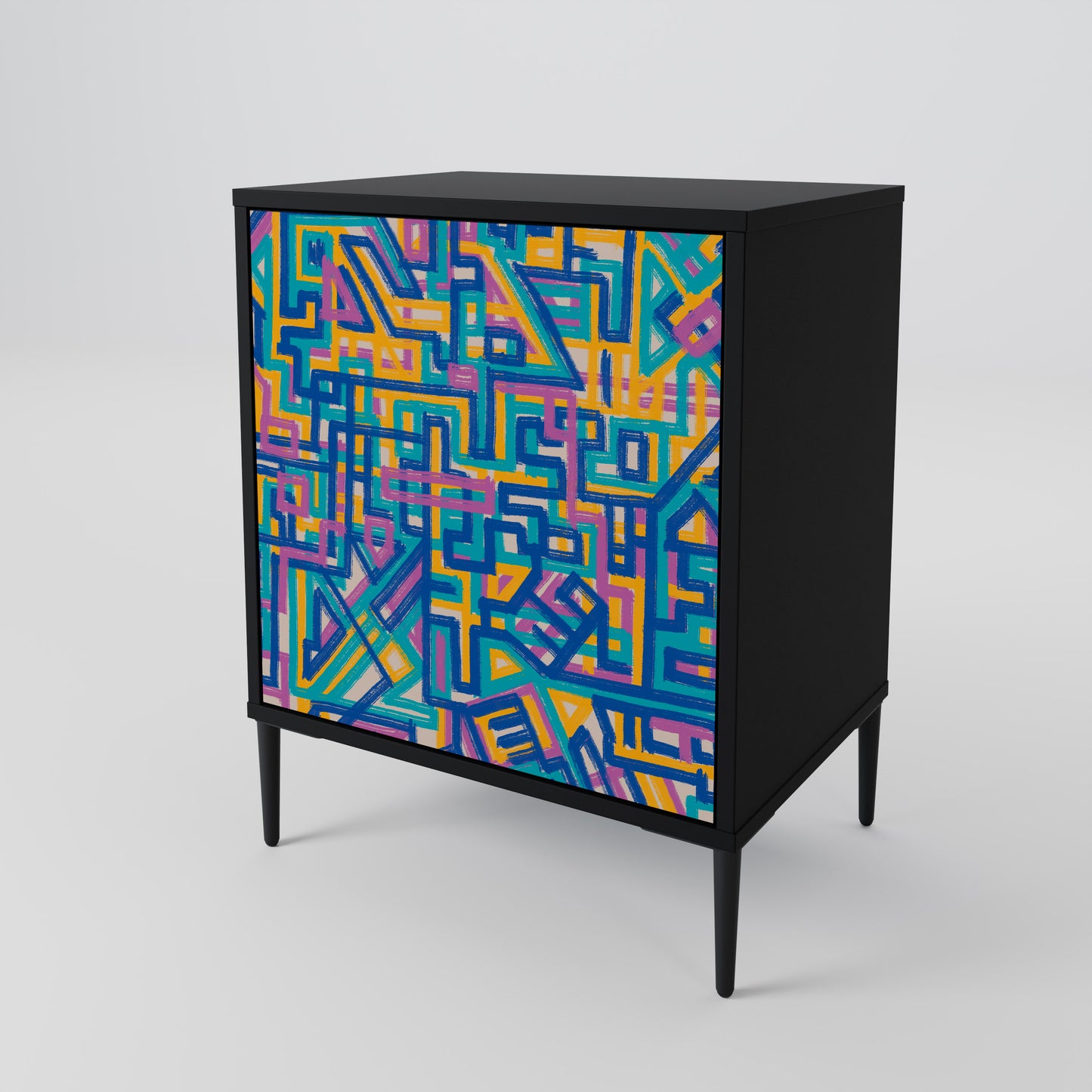 Credenza MEMORIES MAP a 1 anta con finitura nera