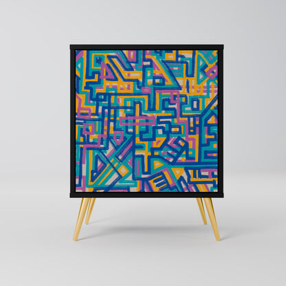 Credenza MEMORIES MAP a 1 anta con finitura nera