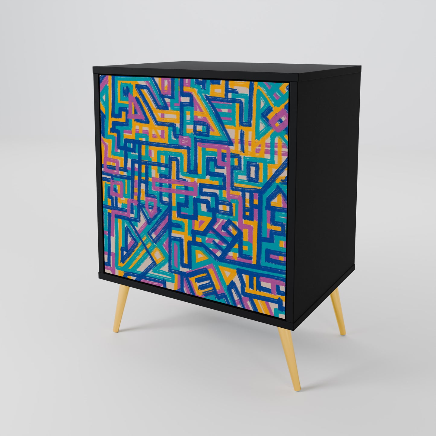 Credenza MEMORIES MAP a 1 anta con finitura nera