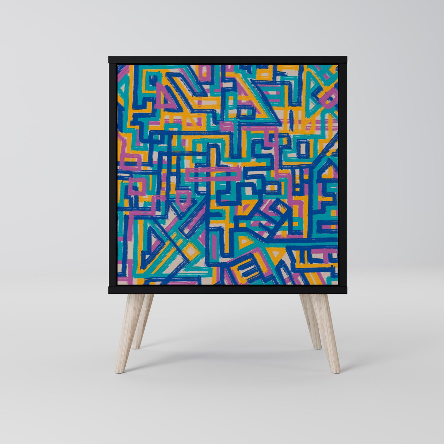 Credenza MEMORIES MAP a 1 anta con finitura nera