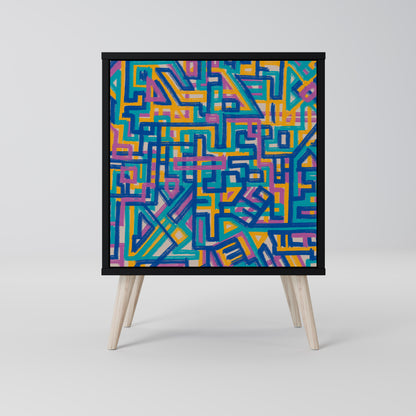 Credenza MEMORIES MAP a 1 anta con finitura nera