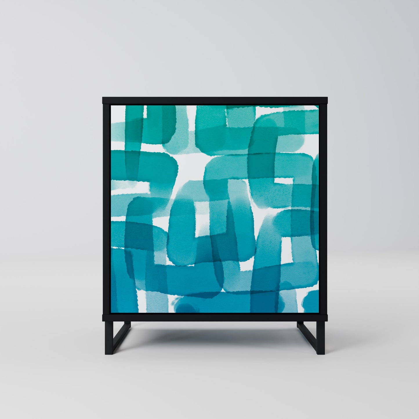 Credenza TURQUOISE RECTANGLES a 1 anta con finitura nera