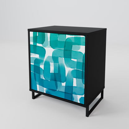 Credenza TURQUOISE RECTANGLES a 1 anta con finitura nera