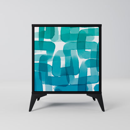 Credenza TURQUOISE RECTANGLES a 1 anta con finitura nera