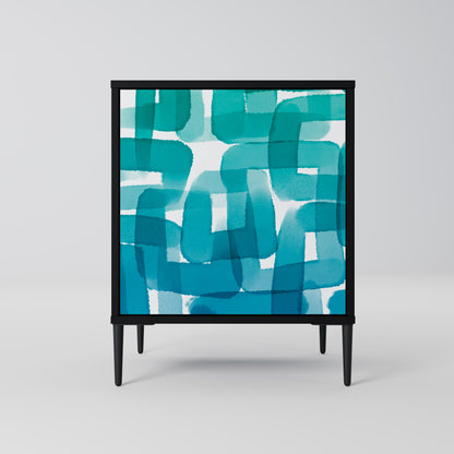 Credenza TURQUOISE RECTANGLES a 1 anta con finitura nera