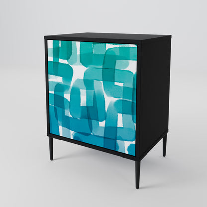 Credenza TURQUOISE RECTANGLES a 1 anta con finitura nera