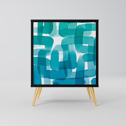 Credenza TURQUOISE RECTANGLES a 1 anta con finitura nera