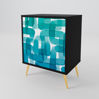 Credenza TURQUOISE RECTANGLES a 1 anta con finitura nera