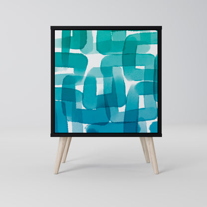 Credenza TURQUOISE RECTANGLES a 1 anta con finitura nera