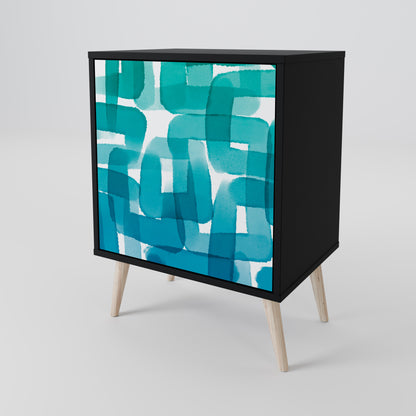 Credenza TURQUOISE RECTANGLES a 1 anta con finitura nera