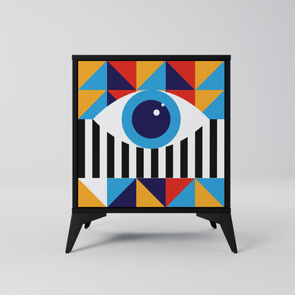 ASTRAZIONE E GEOMETRIA Credenza a 1 anta in finitura nera