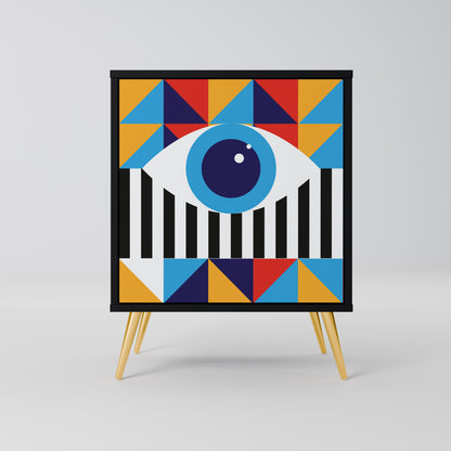 ASTRAZIONE E GEOMETRIA Credenza a 1 anta in finitura nera