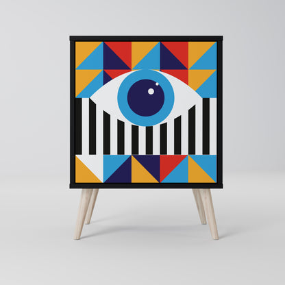 ASTRAZIONE E GEOMETRIA Credenza a 1 anta in finitura nera