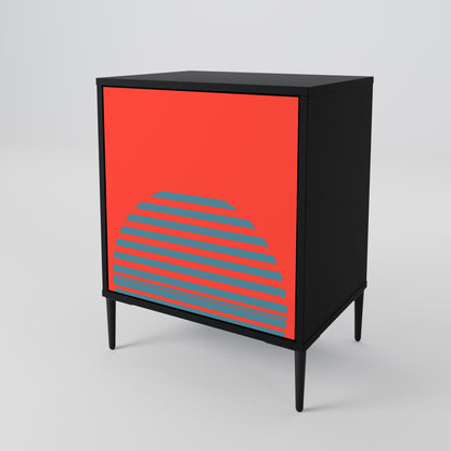 Credenza a 1 anta RISING GEOMETRY STARS con finitura nera