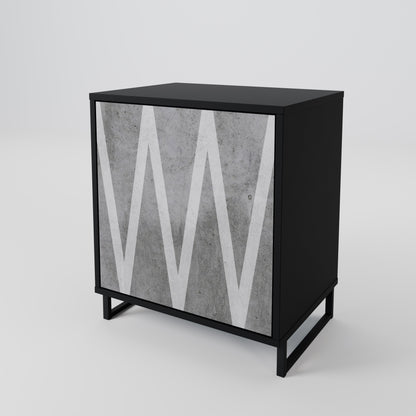 Credenza SOLID ZIG ZAG a 1 anta con finitura nera