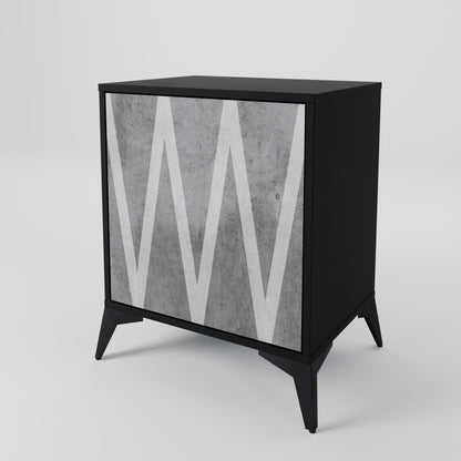 Credenza SOLID ZIG ZAG a 1 anta con finitura nera