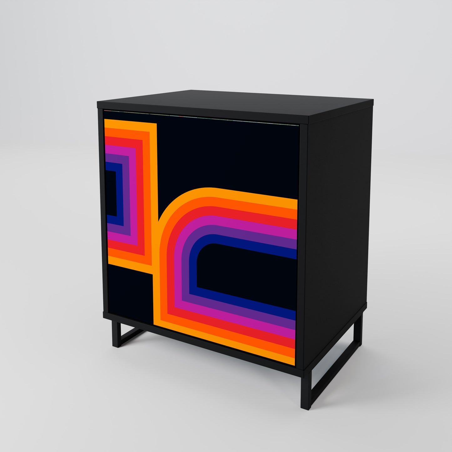 BLINDED BY THE LIGHTS 1-Door Sideboard in Black Finish