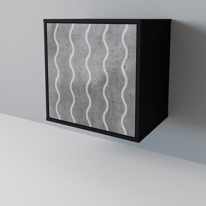 Credenza WAVES OF CONCRETE a 1 anta con finitura nera