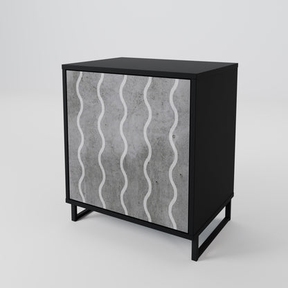 Credenza WAVES OF CONCRETE a 1 anta con finitura nera