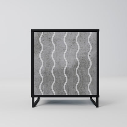 Credenza WAVES OF CONCRETE a 1 anta con finitura nera