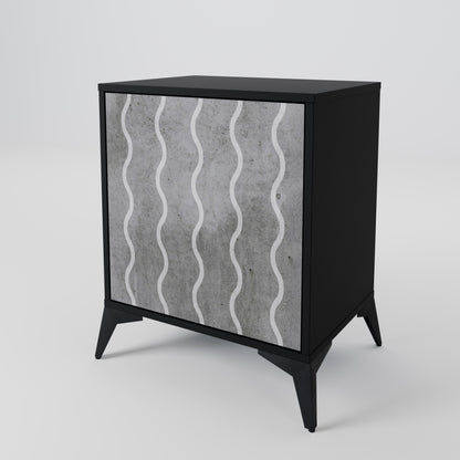 Credenza WAVES OF CONCRETE a 1 anta con finitura nera