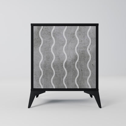 Credenza WAVES OF CONCRETE a 1 anta con finitura nera