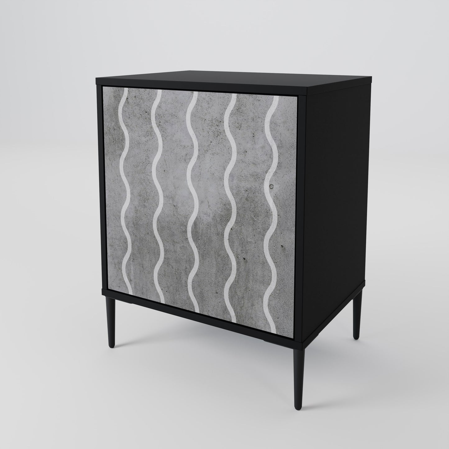 Credenza WAVES OF CONCRETE a 1 anta con finitura nera