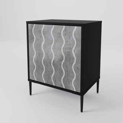 Credenza WAVES OF CONCRETE a 1 anta con finitura nera
