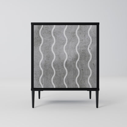 Credenza WAVES OF CONCRETE a 1 anta con finitura nera