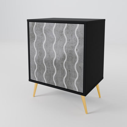 Credenza WAVES OF CONCRETE a 1 anta con finitura nera