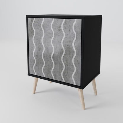 Credenza WAVES OF CONCRETE a 1 anta con finitura nera