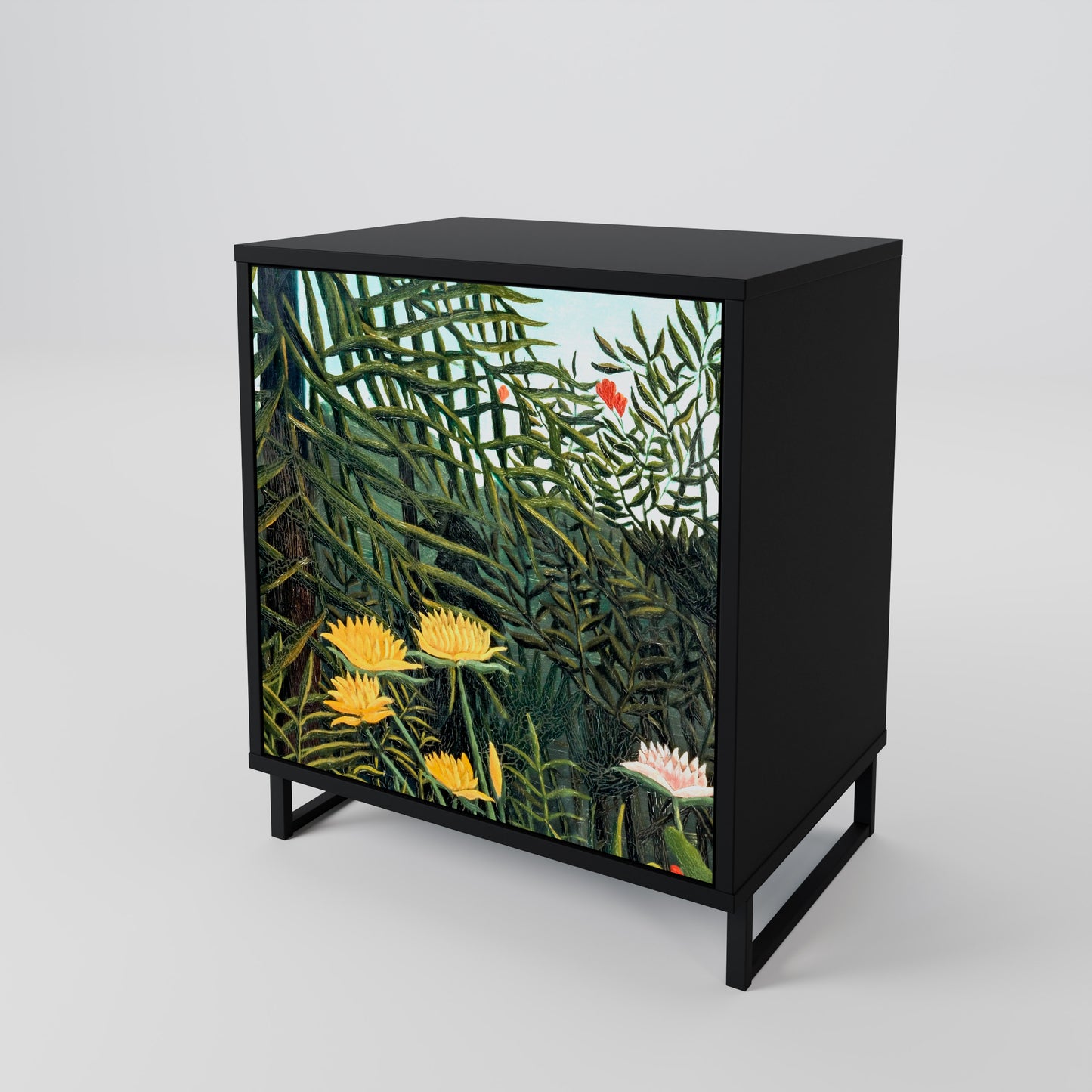 Credenza a 1 anta VIRGIN FOREST WITH SUNSET con finitura nera