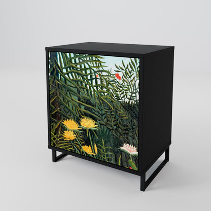 Credenza a 1 anta VIRGIN FOREST WITH SUNSET con finitura nera