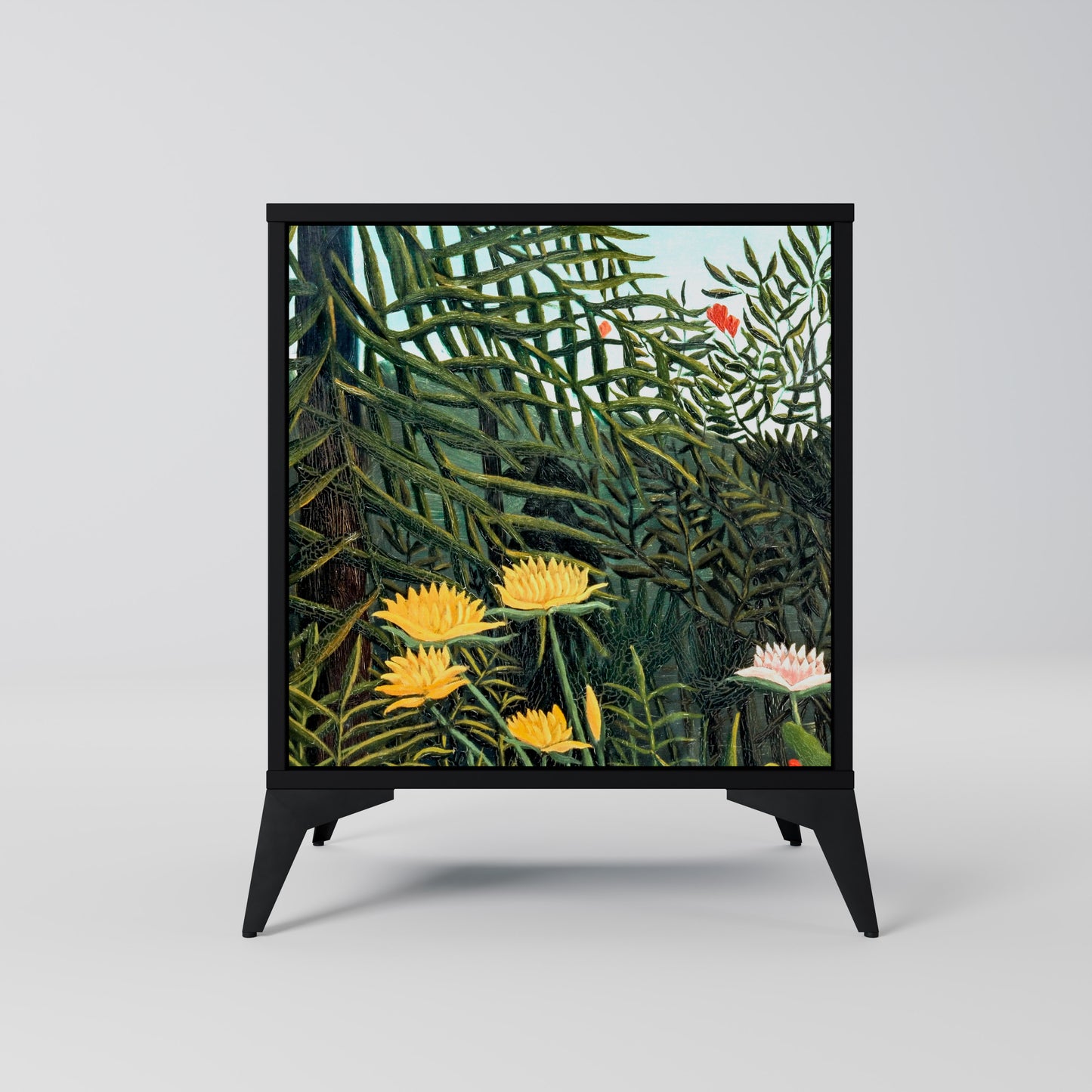 Credenza a 1 anta VIRGIN FOREST WITH SUNSET con finitura nera