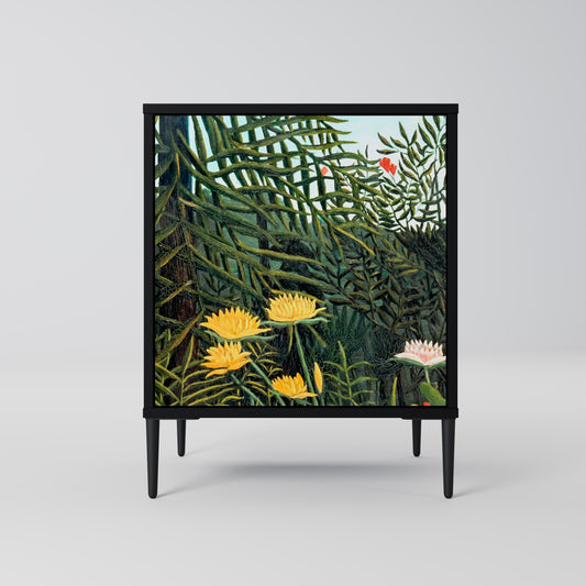 Credenza a 1 anta VIRGIN FOREST WITH SUNSET con finitura nera
