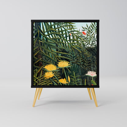 Credenza a 1 anta VIRGIN FOREST WITH SUNSET con finitura nera