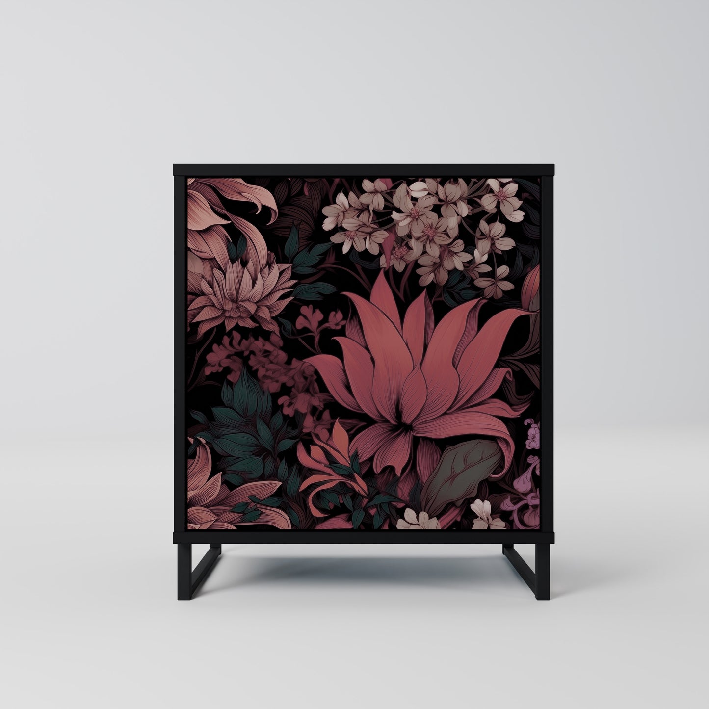Credenza a 1 anta FLORAL WHISPER con finitura nera