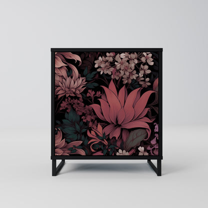 Credenza a 1 anta FLORAL WHISPER con finitura nera